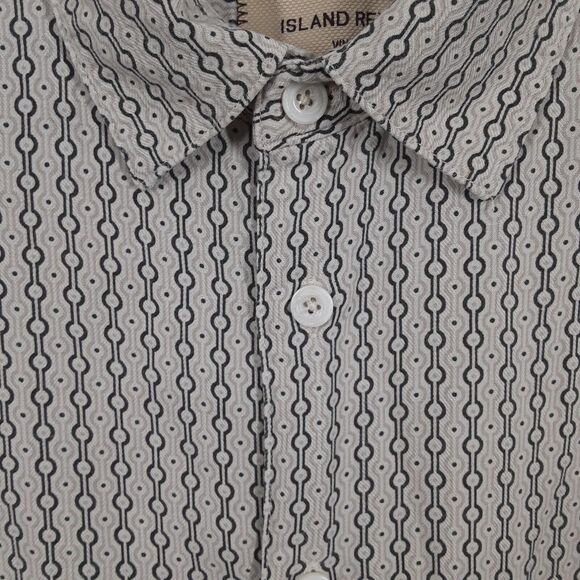 Island Republic Adult Mens M Silk Blend Hawaiin Geometric Short Sleeve Shirt - Picture 3 of 8